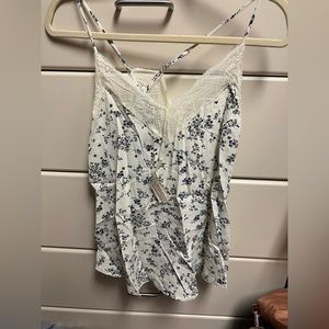 NWT - Lovestitch Clara Lace Trim Camisole - size small - floral natural / black